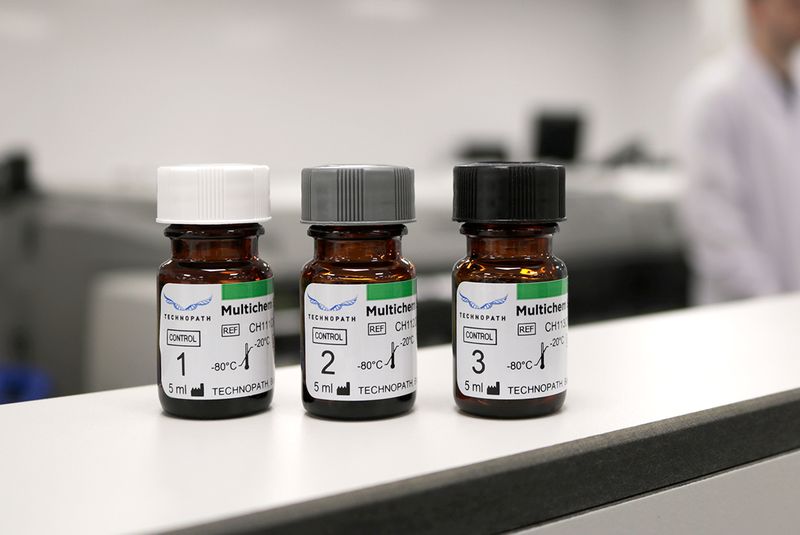 Multichem S vials, level one, level two and level three